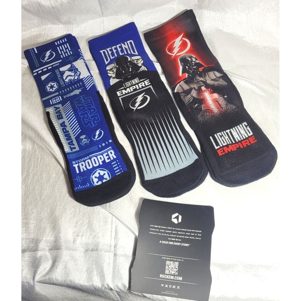 Rock 'em 3 Pack Star Wars NHL Tampa Bay Lightening Crew Socks - S/M (Mens 6-8.5)